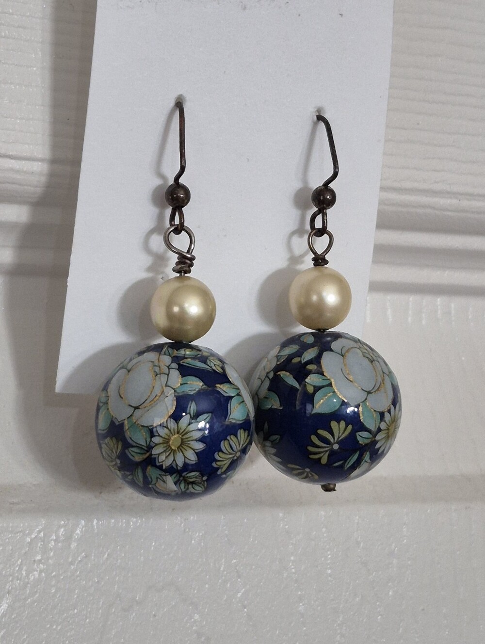 Dark Blue Japanese Tensha Bead Earrings
